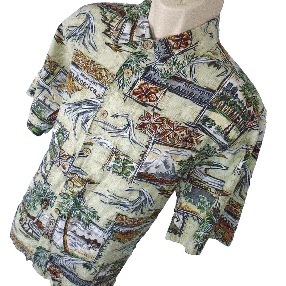 Rare Microsoft Across America Toes on the Nose Large L Hawaiian Style Shirt